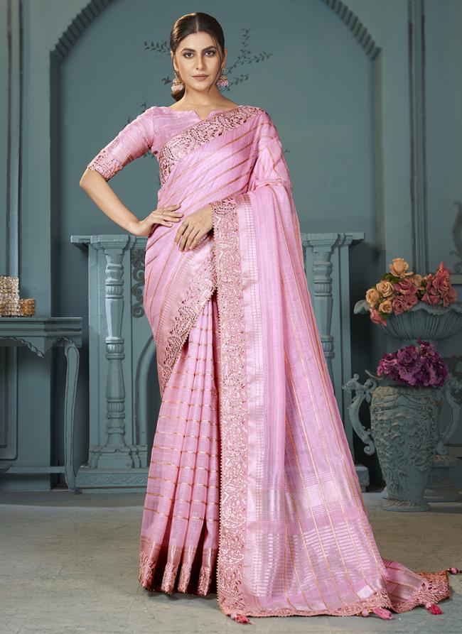 Heavy Cotton Pink Party Wear Gotta Patti Work Saree